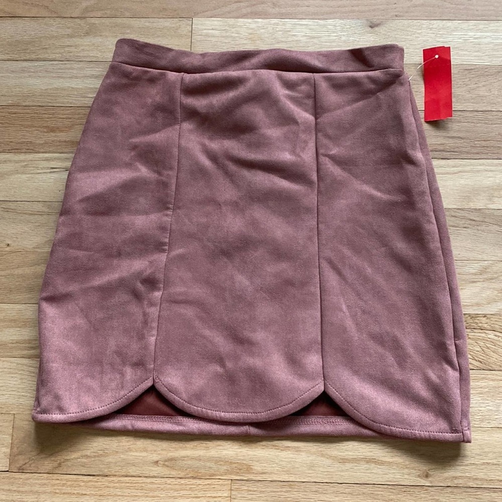 Charlotte Russe Blush Pink Suede Scalloped Skirt